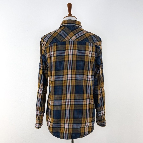 Hurley Yellow & Blue Plaid Button Down Shirt - Picture 3 of 7